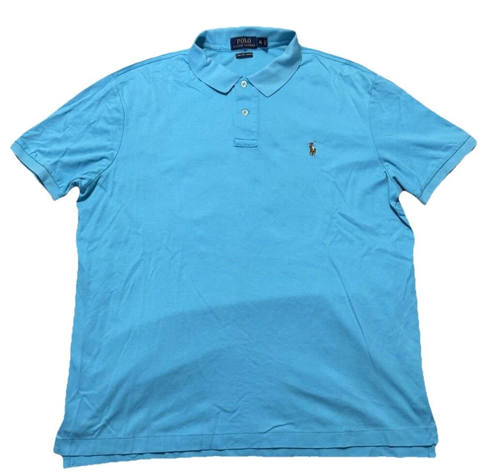 Polo Ralph Lauren Mens XL Pima Soft Touch Light Blue Short Sleeve Polo Shirt